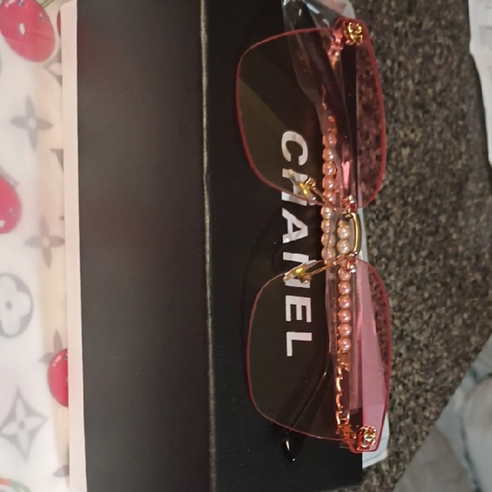 CHANEL Rose-Tinted Sunglasses with Pearl Accent All Inclusive